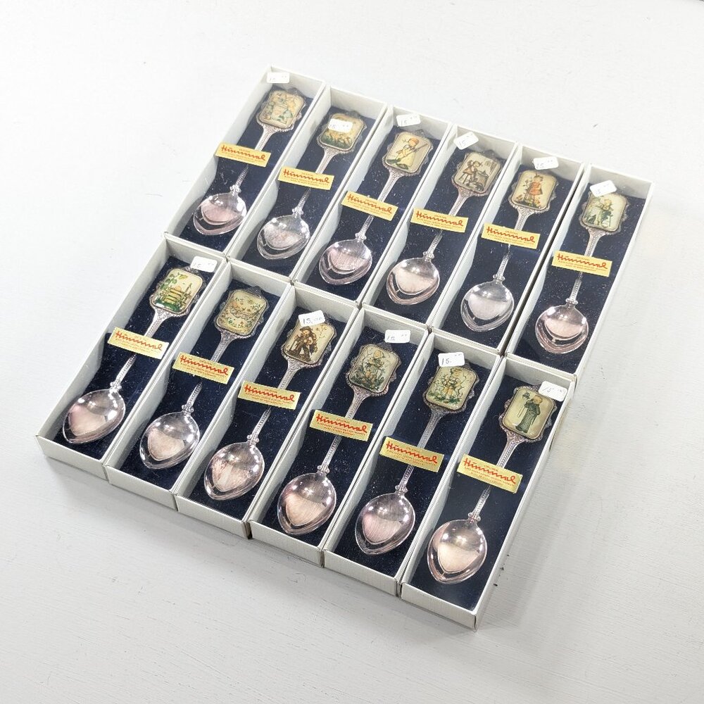 NIB LOT 12 x 1982 HUMMEL teaspoons, silverplated Ars limited edition W Germany